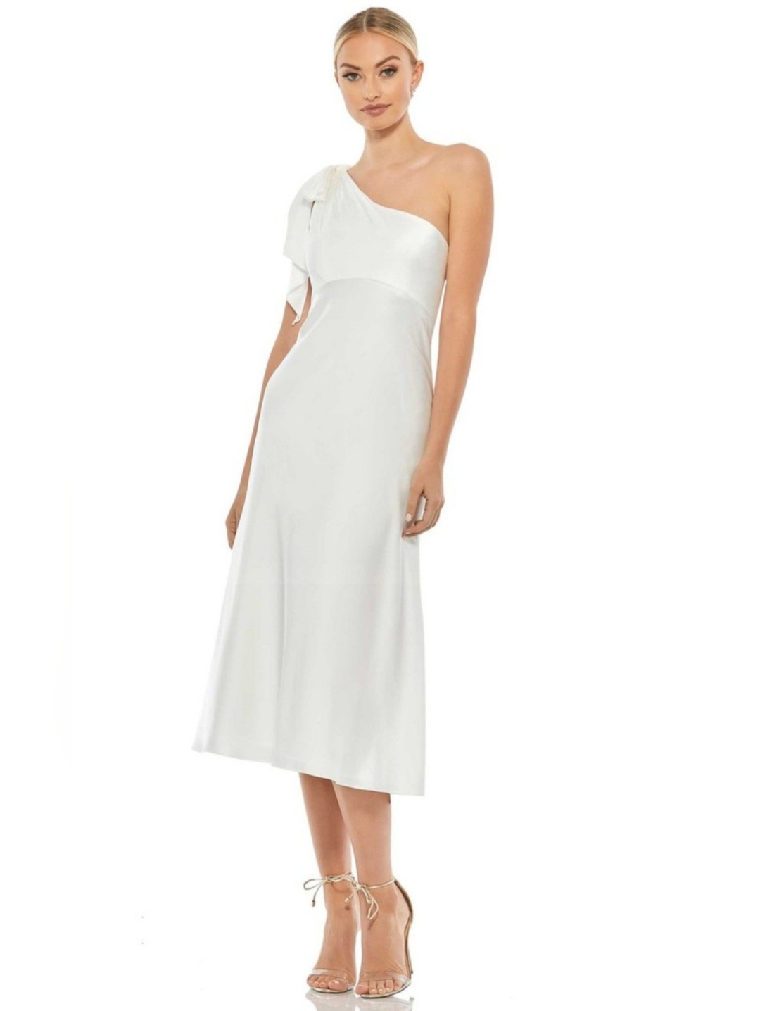 Mac Duggal Dress, New! Size 4, White, Midi, One-Shoulder